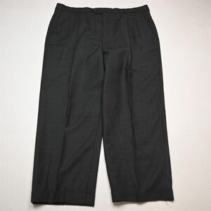 Bespoke 38x28 Gray Sharkskin Wool Pleated Cuffed Baggy High Waist Mens Pants